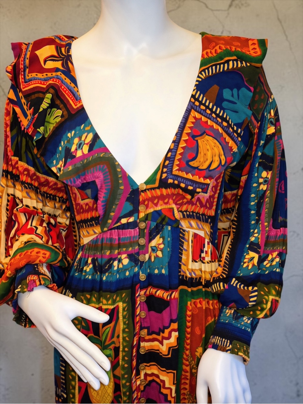 FARM Rio Patchwork Tapestry Ankle Maxi Dress - Size M - Picture 6 of 10